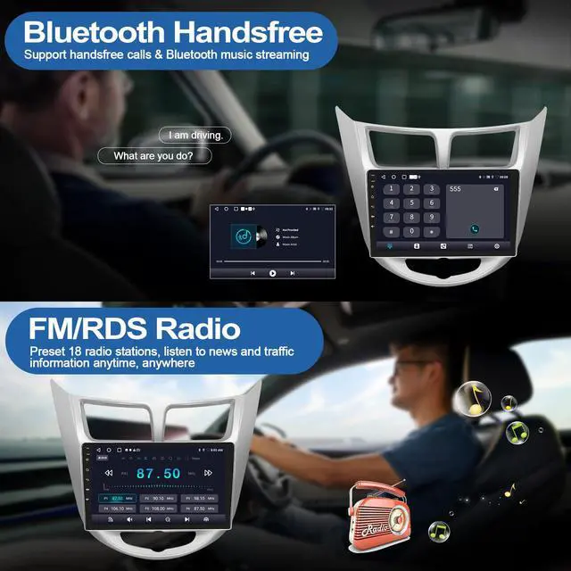 Alt view image 5 of 7 - 2G+64G Android 13 Car Stereo for Hyundai Accent 2012-2017 with Wireless Carplay Android Auto 9" Touchscreen Car Radio with GPS Navigation WiFi Bluetooth FM/RDS Radio HD Backup Camera Head Unit