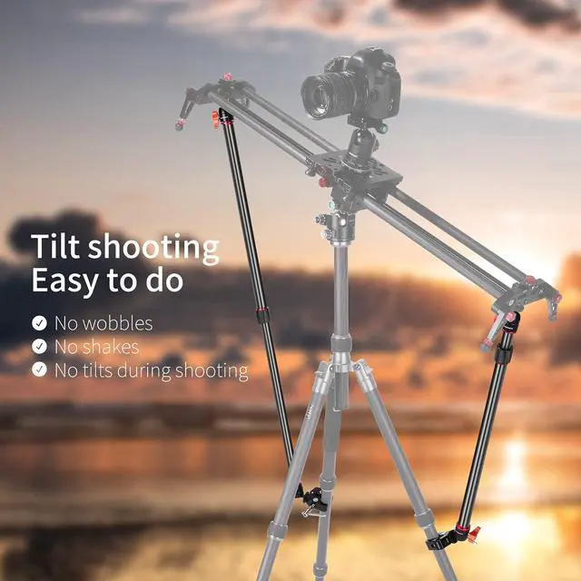 Alt view image 4 of 7 - Camera Slider Support Arm Stabilizer, 2-Pack Adjustable Tripod Stability Arm for Increasing Stability in Aluminum Alloy, Extendable Poles for Camera Video Slider Rail with C Clamps and BallHead