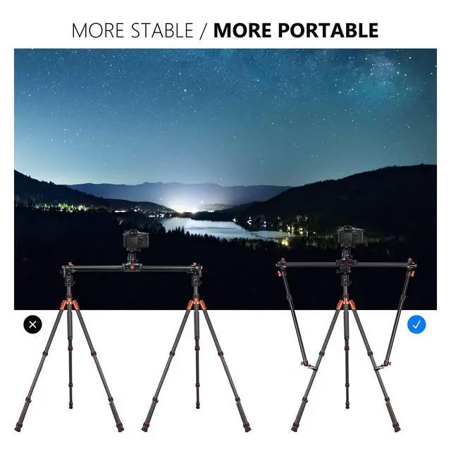 Alt view image 7 of 7 - Camera Slider Support Arm Stabilizer, 2-Pack Adjustable Tripod Stability Arm for Increasing Stability in Aluminum Alloy, Extendable Poles for Camera Video Slider Rail with C Clamps and BallHead