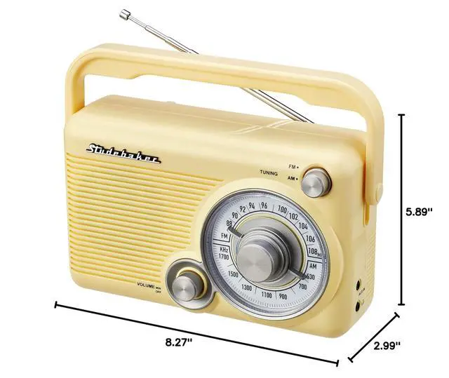 Alt view image 5 of 5 - SB2002YL Portable AM/FM Radio with Headphone Jack and Aux-in Jack with AC/DC Power (Yellow)