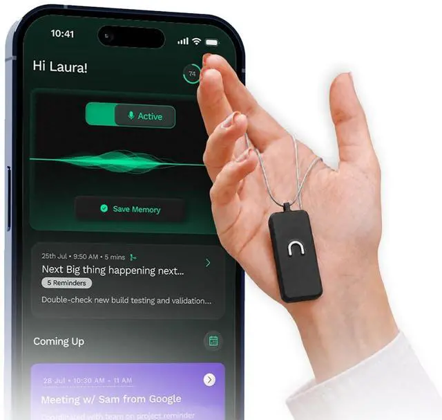 Main image of Neo 1 AI Wearable Assistant Capture Meetings, Conversations & Ideas with AI Summaries, Action Items, Notes & Reminders, No Monthly Cost, Free Subscription - Black