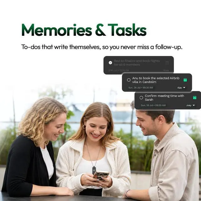 Alt view image 4 of 7 - Neo 1 AI Wearable Assistant Capture Meetings, Conversations & Ideas with AI Summaries, Action Items, Notes & Reminders, No Monthly Cost, Free Subscription - Black