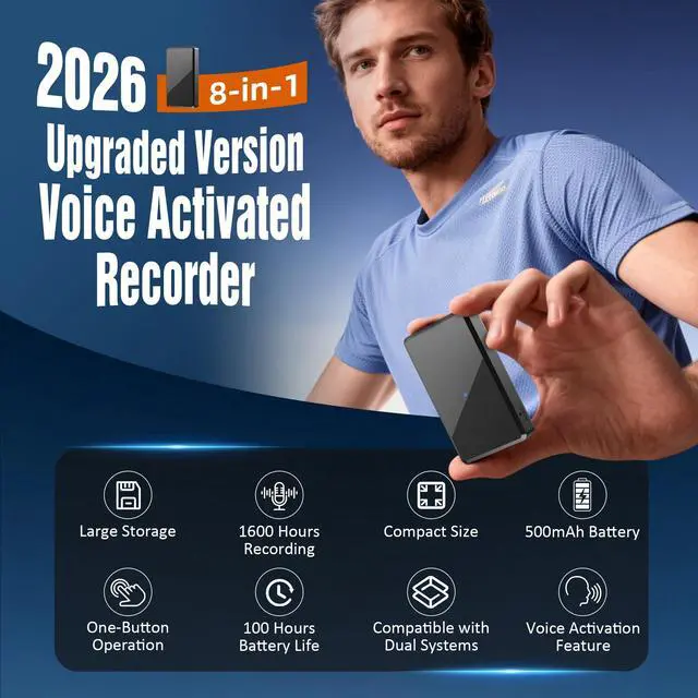 Alt view image 3 of 6 - Mini Voice Recorder - Crystal Clear Audio Recording Device with AI Triple Noise Reduction, One-Key Voice Activated Recorder for Meetings, Lectures and Interviews, Type-C(Black
