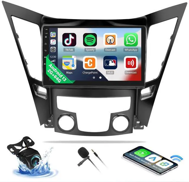 Main image of 4-Core+64G for Hyundai Sonata 2010 2011 2012 2013 2014 2015 Radio, Android 13 Car Stereo Wireless CarPlay Android Auto Mirror Link GPS 9 HD Touchscreen Bluetooth FM/RDS,WiFi 28-UI AHD Rear Cam Mic