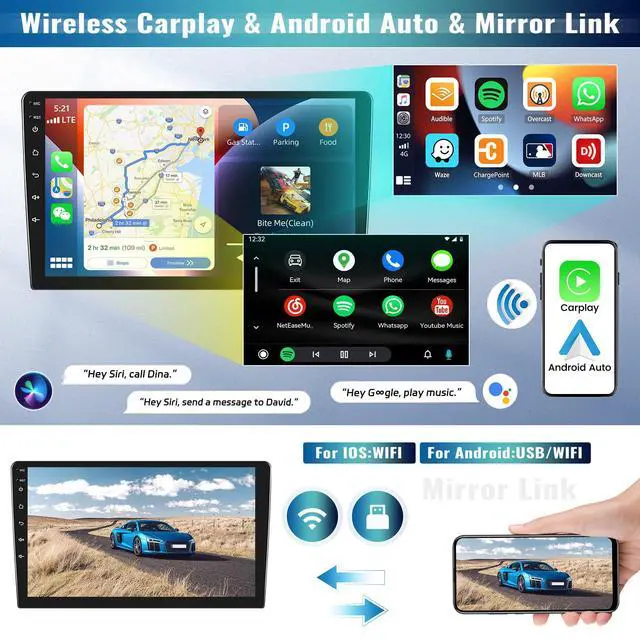 Alt view image 3 of 7 - Android 15 4-Core+64G Car Stereo for Nissan Versa Sedan 2015-2019 Radio Wireless Carplay Android Auto, 10.1 Touchscreen Car Radio GPS Navigation/Mirror Link/Bluetooth EQ/FM/RDS Radio+Backup Cam & Mic