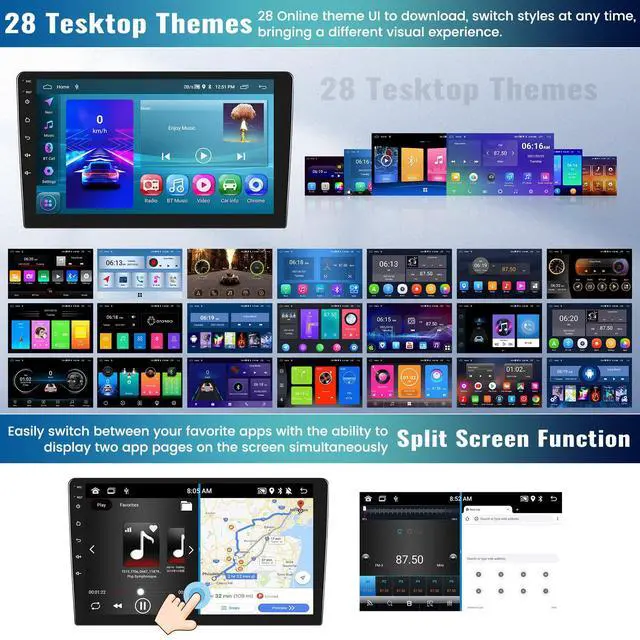 Alt view image 6 of 7 - Android 15 4-Core+64G Car Stereo for Nissan Versa Sedan 2015-2019 Radio Wireless Carplay Android Auto, 10.1 Touchscreen Car Radio GPS Navigation/Mirror Link/Bluetooth EQ/FM/RDS Radio+Backup Cam & Mic