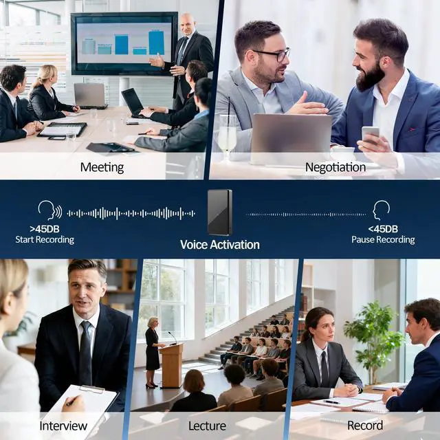 Alt view image 6 of 6 - Mini Voice Recorder - Crystal Clear Audio Recording Device with AI Triple Noise Reduction, One-Key Voice Activated Recorder for Meetings, Lectures and Interviews, Type-C(Black