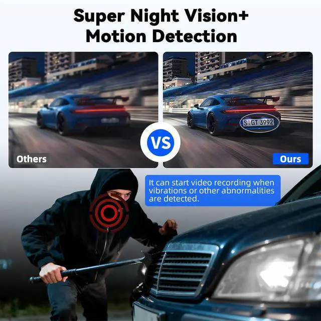 Alt view image 6 of 7 - 360° 4 Channel 1080P Dash Cam Front and Rear Inside Left Right, 2 IPS Dash for Cars, Built-in Loop Recording, 24/7 Recording Parking,Motion Detection,Night Vision,Reversing Help (No WiFi)