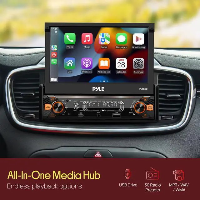 Alt view image 6 of 7 - 7" Single DIN Car Stereo | Apple CarPlay & Android Auto, Flip-Out 7-Inch IPS Touchscreen, Bluetooth, 1080p Backup Camera, AM/FM, USB, 240 W | Single DIN Head Unit Receiver