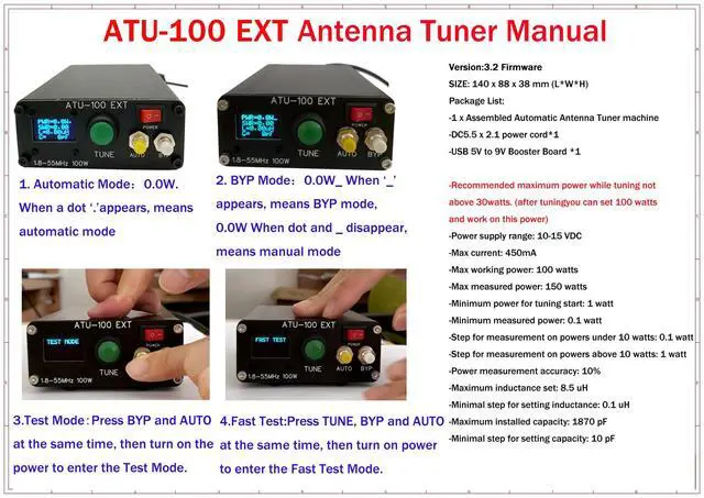 Alt view image 6 of 7 - ATU-100 EXT Antenna Tuner 1.8-50MHz atu100 by N7DDC 7x7 0.96 Inch OLED 3.2 Firmware Programmed with Housing Assembled Machine with USB CableNo Battery Compatible with Radio Antenna