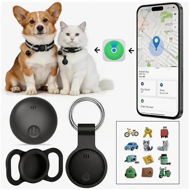 Main image of GPS Tracker for Dogs, Smart Collar with Real-Time Location - Pet Location Tracker with Holder, No Monthly Fee/No SIM Card, Works with iOS Find MyApple MFi Certified , Ultra-Slim, IP68 Waterproof