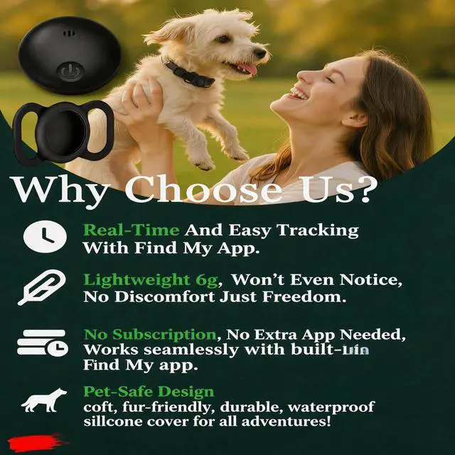Alt view image 4 of 7 - GPS Tracker for Dogs, Smart Collar with Real-Time Location - Pet Location Tracker with Holder, No Monthly Fee/No SIM Card, Works with iOS Find MyApple MFi Certified , Ultra-Slim, IP68 Waterproof