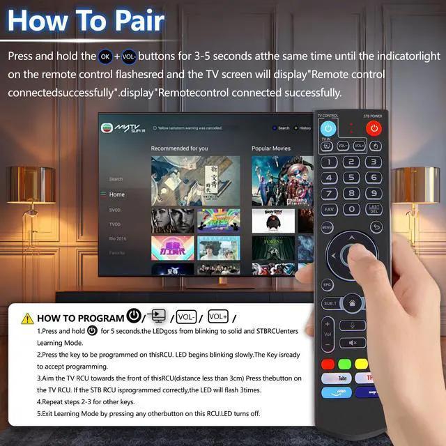 Alt view image 6 of 7 - New Backlight V5 Pro Voice Remote Control, Compatible with vSeeBox V1/V2,V5/V1/V2/V3 Pro,V3 Plus,V1 Max,Elite,Max Smart Bluetooth Voice Remote Control
