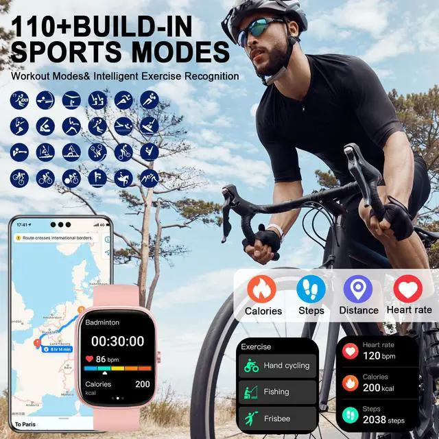 Alt view image 3 of 7 - Smart Watch for Women (Answer/Make Call), 1.91"HD Touch Screen Smartwatch with Heart Rate/Sleep Monitor/Pedometer/Calories, 113+ Sports Fitness Watch, IP68 Waterproof Activity Tracker for Android iOS