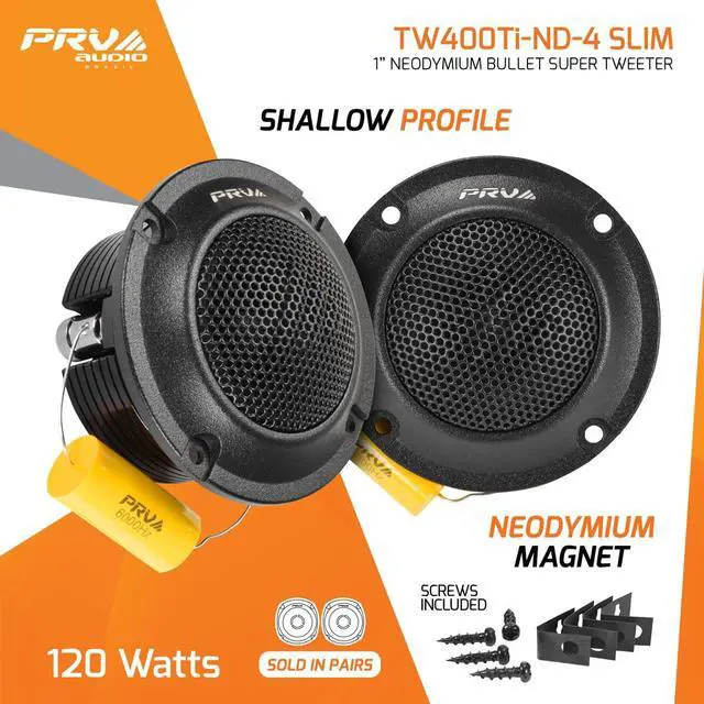 Alt view image 2 of 7 - Bullet Super Tweeters Neodymium, 3 Inch PRV Tweeter Black TW400Ti-Nd-4 Slim 240 Watts 4 Ohm, Easy to Mount, 3 Inch Speaker Replacement (2 Tweeters)