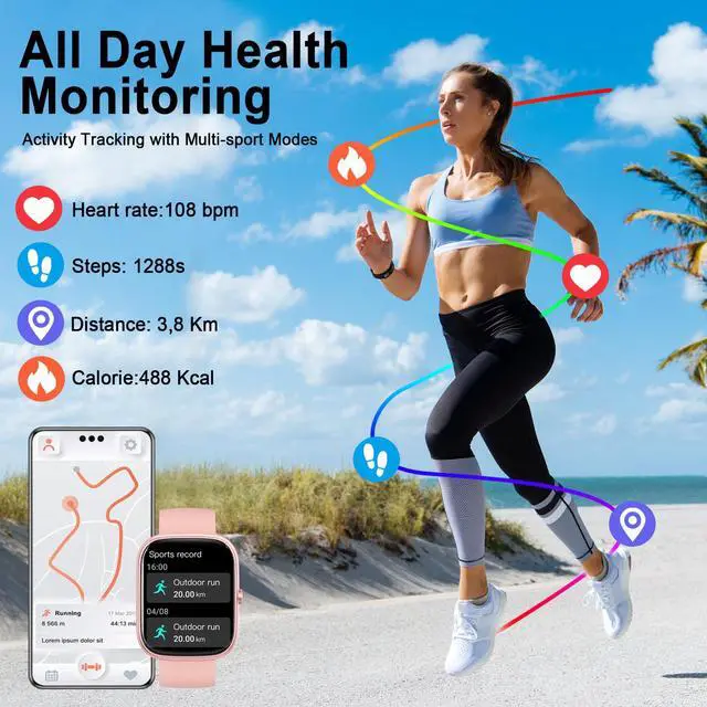Alt view image 7 of 7 - Smart Watch for Women (Answer/Make Call), 1.91"HD Touch Screen Smartwatch with Heart Rate/Sleep Monitor/Pedometer/Calories, 113+ Sports Fitness Watch, IP68 Waterproof Activity Tracker for Android iOS