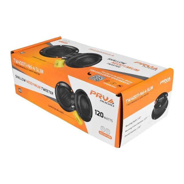 Alt view image 7 of 7 - Bullet Super Tweeters Neodymium, 3 Inch PRV Tweeter Black TW400Ti-Nd-4 Slim 240 Watts 4 Ohm, Easy to Mount, 3 Inch Speaker Replacement (2 Tweeters)