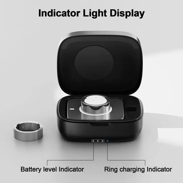 Alt view image 4 of 7 - Wireless Charging Case for Oura Ring Gen 5, 4 & 3 Charger, 1000mAh Portable Travel Power Station Fits All-Sized Oura Ring 5, 4 & 3, 30-Day Runtime (Official Charger NOT Included)(Black)
