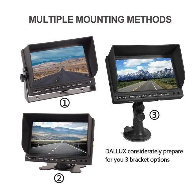 Alt view image 4 of 7 - Heavy Duty Vehicle Truck Bus Backup Camera Kit,4 PIN Cab Cam with 7inch LCD Monitor Waterproof Night Vision Rear View Camera+66ft Extension Cable for Bus Truck Van Trailer RV Campers(12V 24V)