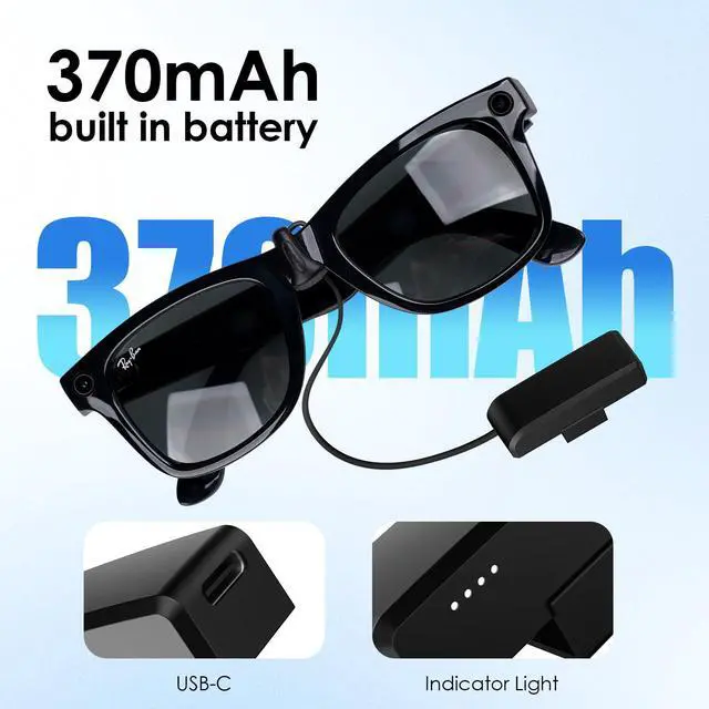 Alt view image 3 of 7 - Wearable Charger for RayBan Meta Gen 2, RayBan Meta Gen 1, Wayfarer/Skyler/Headliner/Oakley Meta HSTN, Portable Charger for Meta Glasses Accessories, Mini Charger for Meta