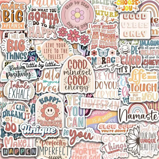Main image of 300PCS Motivational Stickers for Vision Board by Water Bottles Laptops, Inspirational Quote Waterproof Vinyl for Journals Cups, Affirmation Boho Stickers for Women Holographic