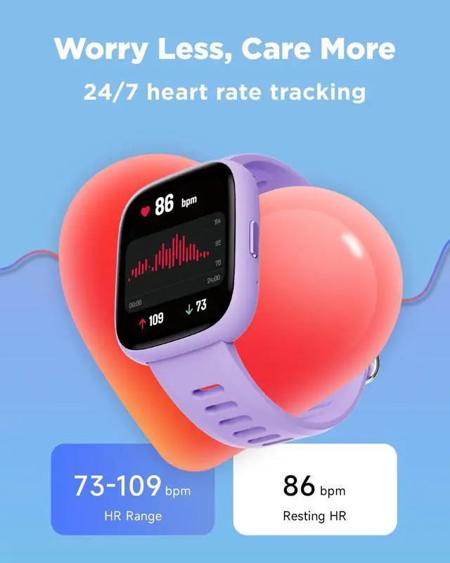 Alt view image 5 of 7 - Smart Watch for Kids, 1.8" Fitness Tracker Watch with Pedometer | Heart Rate, Sleep Monitor, IP68 Waterproof, Step Counter, Puzzle Games with/without App for Girls Teens 5-16