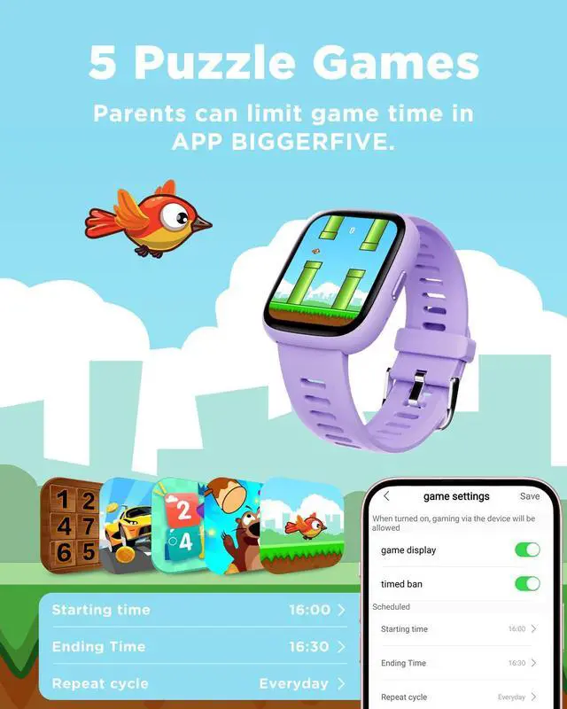 Alt view image 6 of 7 - Smart Watch for Kids, 1.8" Fitness Tracker Watch with Pedometer | Heart Rate, Sleep Monitor, IP68 Waterproof, Step Counter, Puzzle Games with/without App for Girls Teens 5-16