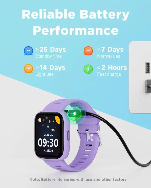 Alt view image 7 of 7 - Smart Watch for Kids, 1.8" Fitness Tracker Watch with Pedometer | Heart Rate, Sleep Monitor, IP68 Waterproof, Step Counter, Puzzle Games with/without App for Girls Teens 5-16
