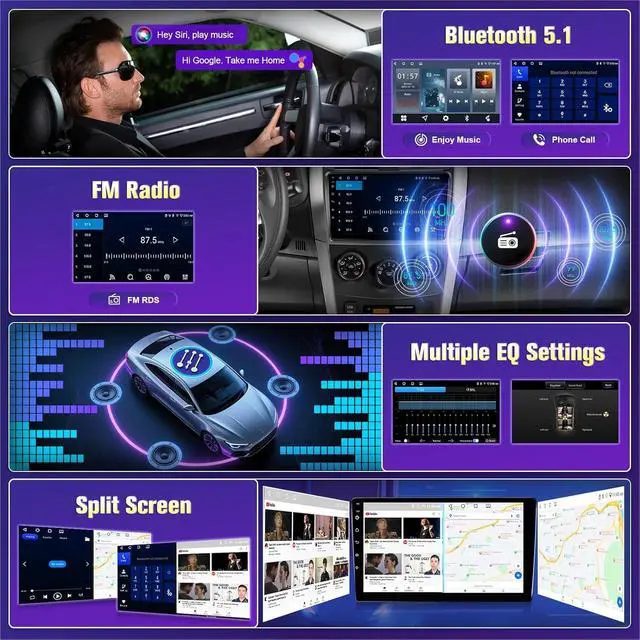 Alt view image 3 of 7 - Android Car Radio for Toyota Corolla 2009 2010 2011 2012 2013 | Wireless Carplay Android Auto, 9 inch Touchscreen Corolla Stereo GPS Navigation Head Unit Bluetooth WiFi FM SWC+Backup Camera