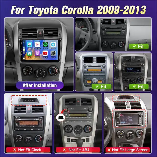 Alt view image 6 of 7 - Android Car Radio for Toyota Corolla 2009 2010 2011 2012 2013 | Wireless Carplay Android Auto, 9 inch Touchscreen Corolla Stereo GPS Navigation Head Unit Bluetooth WiFi FM SWC+Backup Camera