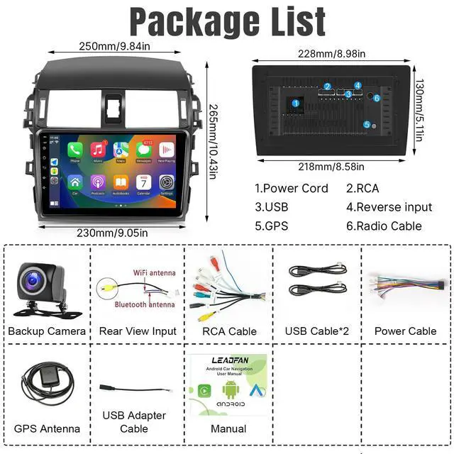 Alt view image 5 of 7 - Android Car Radio for Toyota Corolla 2009 2010 2011 2012 2013 | Wireless Carplay Android Auto, 9 inch Touchscreen Corolla Stereo GPS Navigation Head Unit Bluetooth WiFi FM SWC+Backup Camera