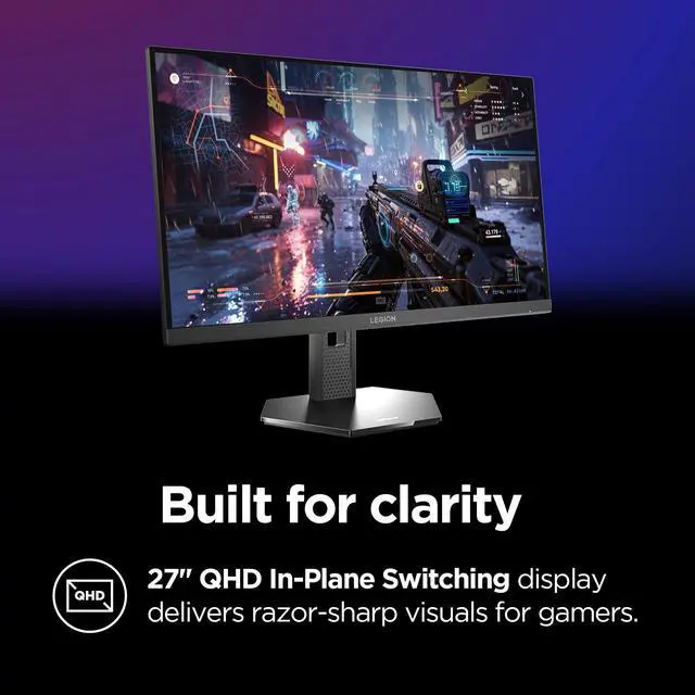 Alt view image 3 of 7 - Legion 27QD-10 Gaming Monitor - 27" QHD IPS Display - 240Hz Refresh Rate - 0.5 ms MPRT - 99% sRGB - AMD FreeSync Premium - Ergonomic Stand