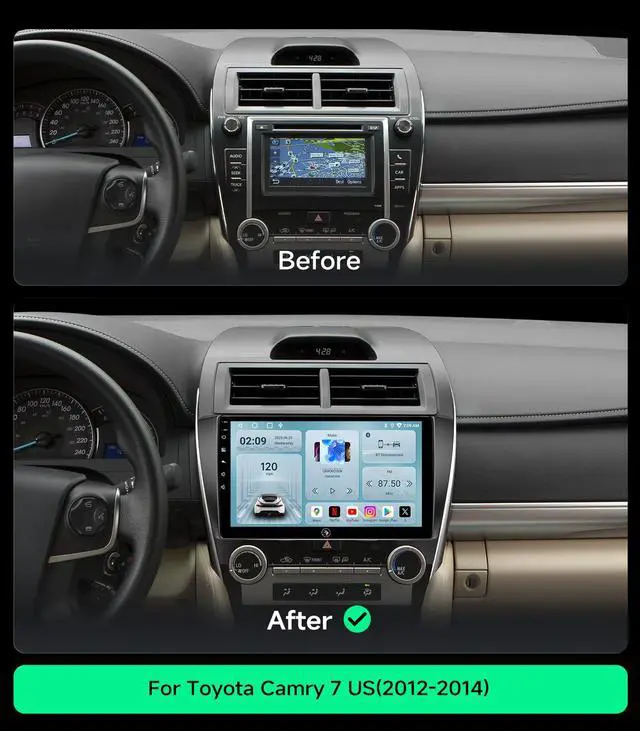 Alt view image 2 of 7 - Car Stereo Radio for Toyota Camry 2012-2014, Wireless CarPlay Android Auto | 10.2-inch IPS HD touchscreen, 64G storage, 5G WiFi GPS, Bluetooth FM AM SWC, plug-and-play, 1080P backup camera