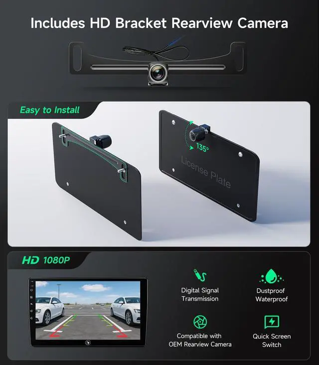 Alt view image 4 of 7 - Car Stereo Radio for Toyota Camry 2012-2014, Wireless CarPlay Android Auto | 10.2-inch IPS HD touchscreen, 64G storage, 5G WiFi GPS, Bluetooth FM AM SWC, plug-and-play, 1080P backup camera