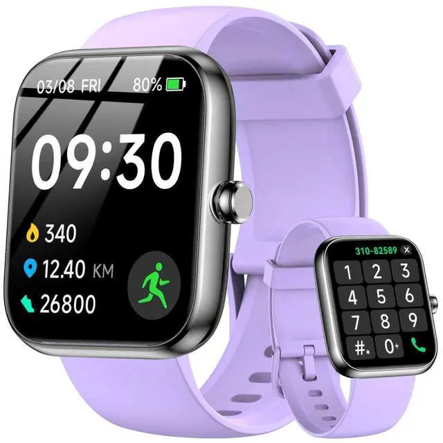 Main image of Smart Watch with Alexa Built-in, 1.83" HD Health Fitness Tracker, Bluetooth Calls/Notifications, 120+ Sports Modes, 24/7 Heart Rate/Sleep Tracking, IP68 Waterproof for iPhone and Android (Purple)