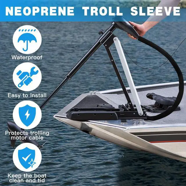 Alt view image 3 of 6 - Trolling Motor Cable Sleeve,60" L Black Trolling Motor Sleeve Wire Cover | Neoprene Trolling Motor Wire Sleeve Organizer,Cable Protection&Management,UV Saltwater Resistant,Wrapped Wire Dia 1.5"