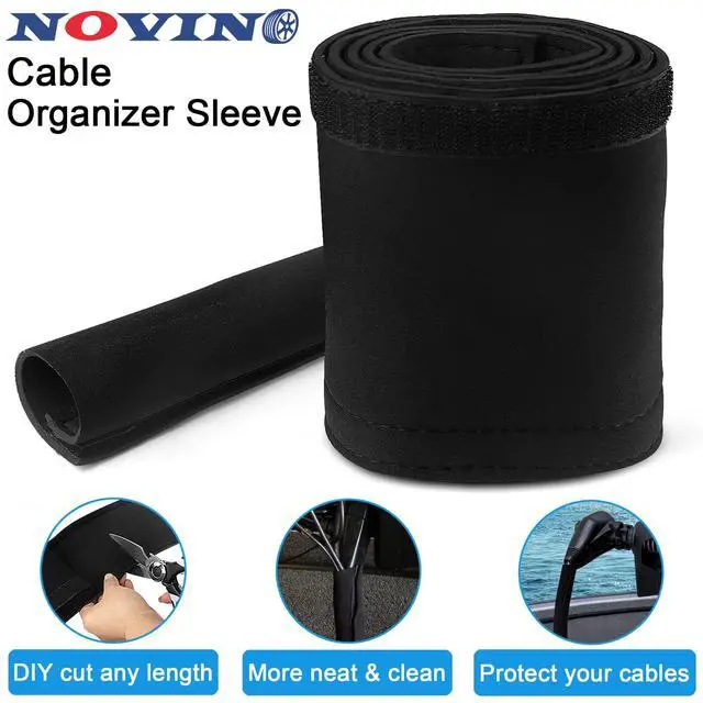 Alt view image 4 of 6 - Trolling Motor Cable Sleeve,60" L Black Trolling Motor Sleeve Wire Cover | Neoprene Trolling Motor Wire Sleeve Organizer,Cable Protection&Management,UV Saltwater Resistant,Wrapped Wire Dia 1.5"