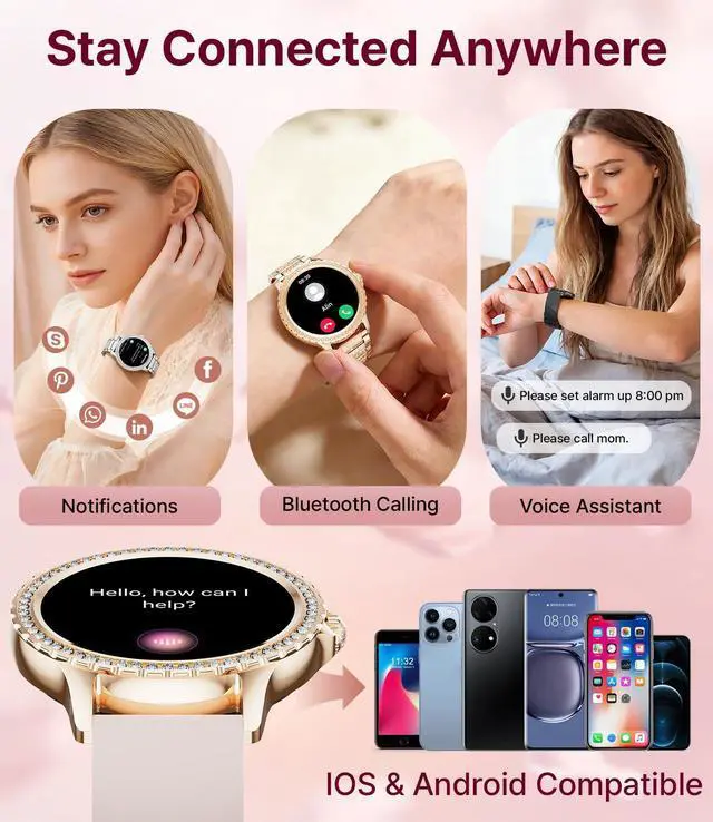 Alt view image 3 of 7 - Smart Watches for Women,1.32" HD Fitness Tracker Watch with Answer/Make Call,AI Voice Control,Heart Rate/Calories/SpO2 Monitor 100+ Sport Modes Ladies Smart Watch for Android iOS (Silver)