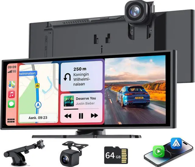 Main image of 10.26 Inch Carplay Screen for Car, Compatible with Apple CarPlay & Android Auto, 4K Dash Cam & HD Backup Camera, Bluetooth, Navigation, Mirror Link, Voice Control, Carplay Tablet for Cars/Trucks