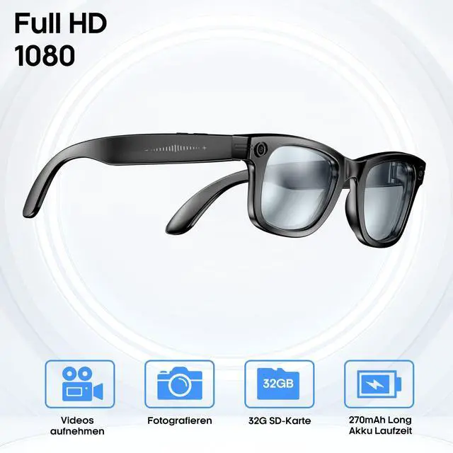 Alt view image 5 of 6 - AI Smart Camera Glasses for Men Women, 4K Photography,1080P HD Video Recording,Real-Time Translation, Open-Ear Audio,Voice Assistant, Lightweight