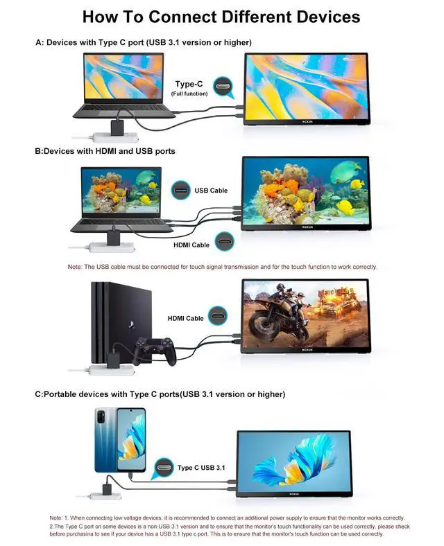 Alt view image 7 of 7 - Portable Touch Monitor 15.6-inch 4K UHD 3840×2160 100% sRGB USB-C HDMI Monitor,Aluminum Alloy Shell,10-Point TouchPortable IPS Screen Computer Display Dual Speaker for Laptop Mac Switch PS5/4