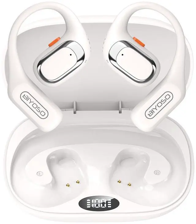 Main image of X52 Open Ear Headphones, Bluetooth 6.0 Wireless Earbuds with Earhooks, Anti-Accidental Touch, LED Display, 30H Playtime, Sport Headphones for Running Workout, White