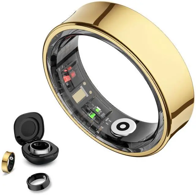 Main image of Smart Ring Health Tracker, Smart Rings for Men & Women, No Subscription Required, Long-Lasting Battery Sleep Ring, Fitness & Sleep Monitor Compatible with iOS & Android (Gold, 7)