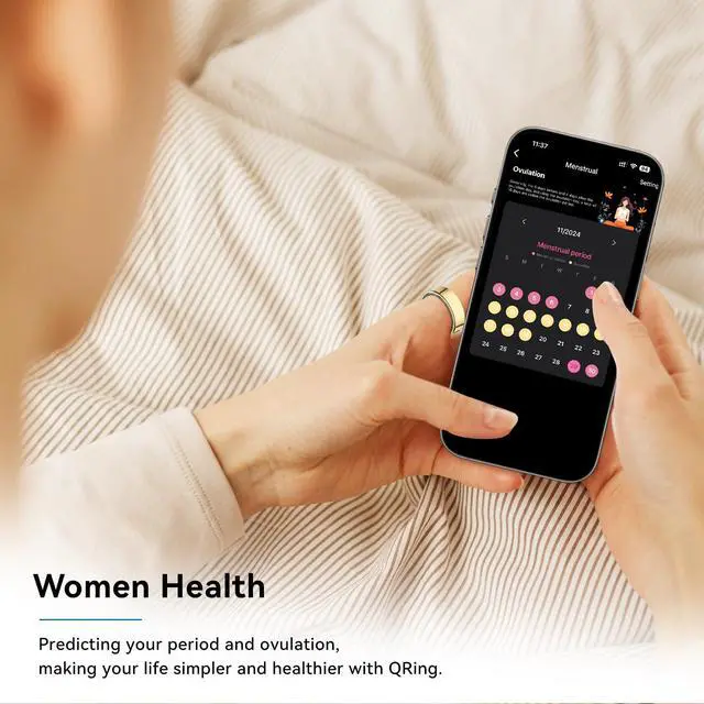 Alt view image 6 of 7 - Smart Ring Health Tracker, Smart Rings for Men & Women, No Subscription Required, Long-Lasting Battery Sleep Ring, Fitness & Sleep Monitor Compatible with iOS & Android (Gold, 7)