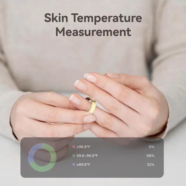 Alt view image 5 of 7 - Smart Ring Health Tracker, Smart Rings for Men & Women, No Subscription Required, Long-Lasting Battery Sleep Ring, Fitness & Sleep Monitor Compatible with iOS & Android (Gold, 7)