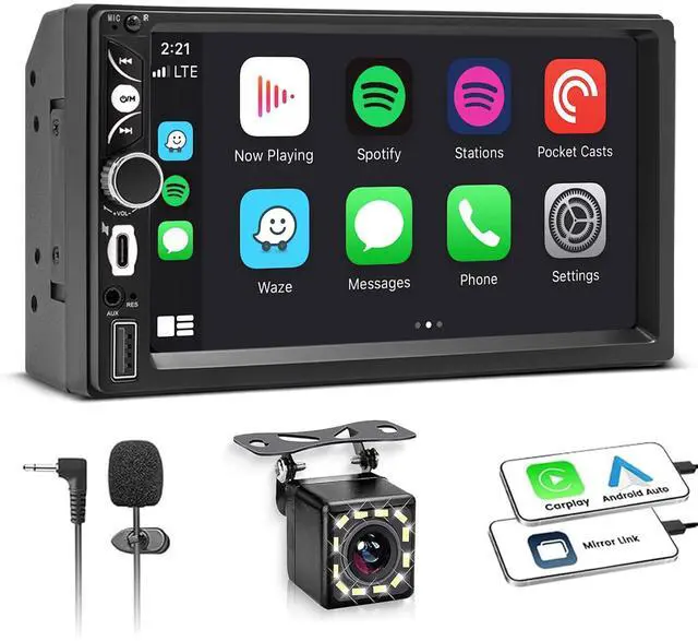 Main image of Wireless Double Din Car Stereo A-pple Carplay Radio Screen for Car Audio Receivers, Bluetooth Car Play Android Auto 7" Touchscreen, Car Radio Support Bluetooth, Mirror Link, FM/AM, Type-C