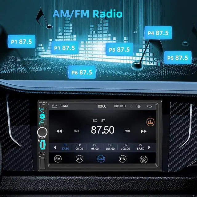 Alt view image 6 of 7 - Wireless Double Din Car Stereo A-pple Carplay Radio Screen for Car Audio Receivers, Bluetooth Car Play Android Auto 7" Touchscreen, Car Radio Support Bluetooth, Mirror Link, FM/AM, Type-C