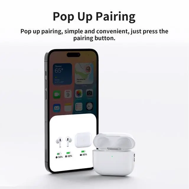Alt view image 2 of 7 - Wireless Charging Case Replacement Compatible with AirPods Pro 3, Airpods Pro 3 Case with Bluetooth Button for Pairing, 450 mAh Airpod Pro 3 Replacement White