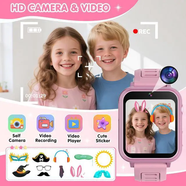 Alt view image 3 of 7 - Smart Watch for Kids with 39 Games Touchscreen Camera Video, Music Player, Pedometer, Calculator, Calendar, Stopwatch, Flashlight, Alarm Clock 12/24 hr, Birthday Gifts Toys for Girls Ages 3-12