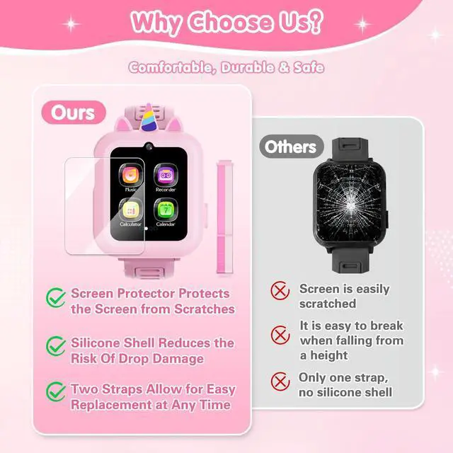 Alt view image 4 of 7 - Smart Watch for Kids with 39 Games Touchscreen Camera Video, Music Player, Pedometer, Calculator, Calendar, Stopwatch, Flashlight, Alarm Clock 12/24 hr, Birthday Gifts Toys for Girls Ages 3-12